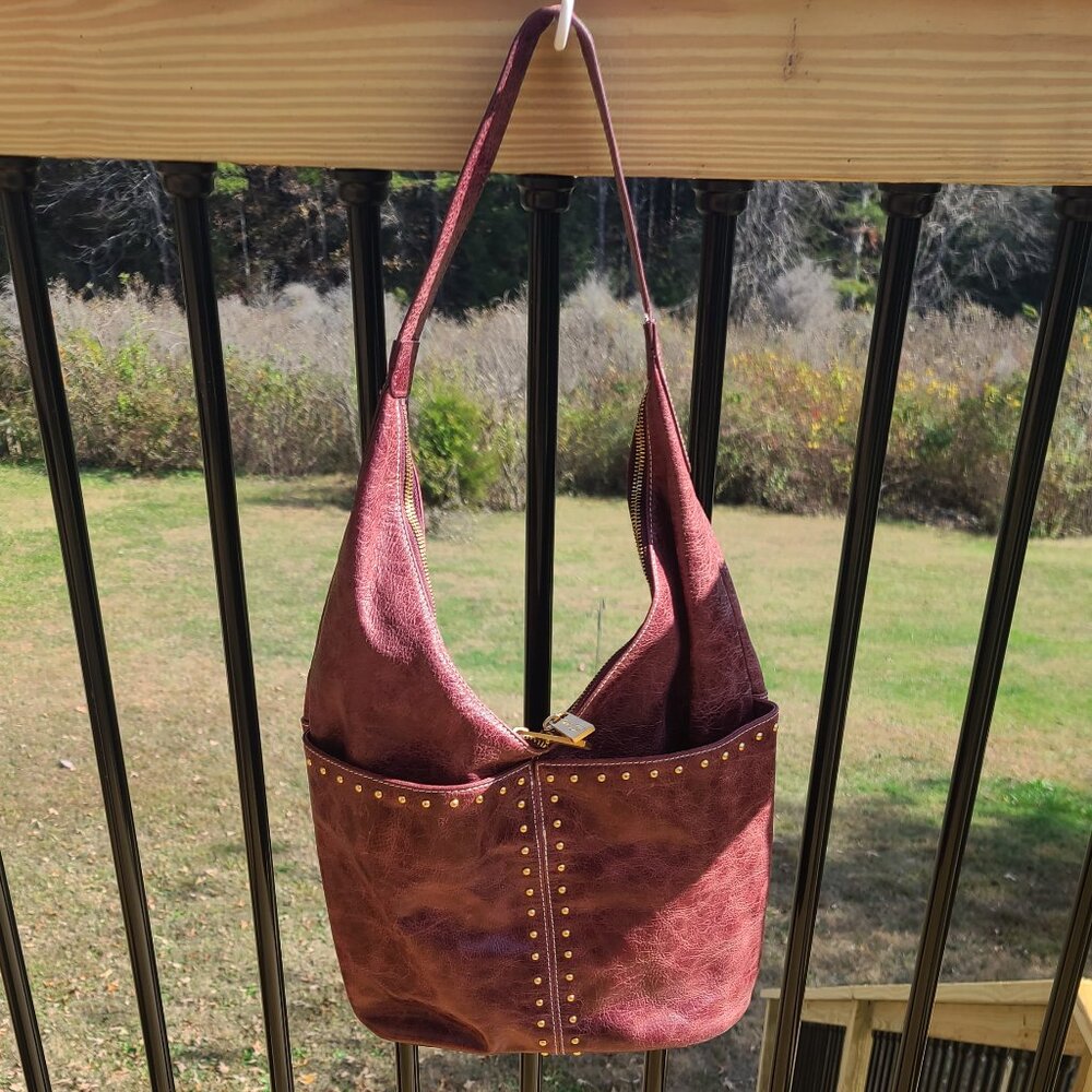 Rough Roses Leather hobo shoulder bag